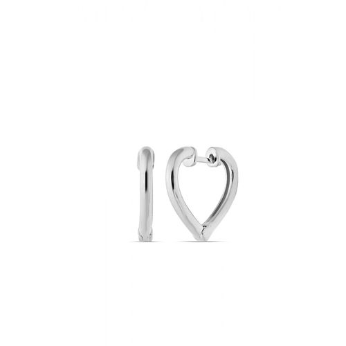 Womens Sterling Silver Heart Hoop Earring - - One Size - NastyGal UK (+IE) - Modalova