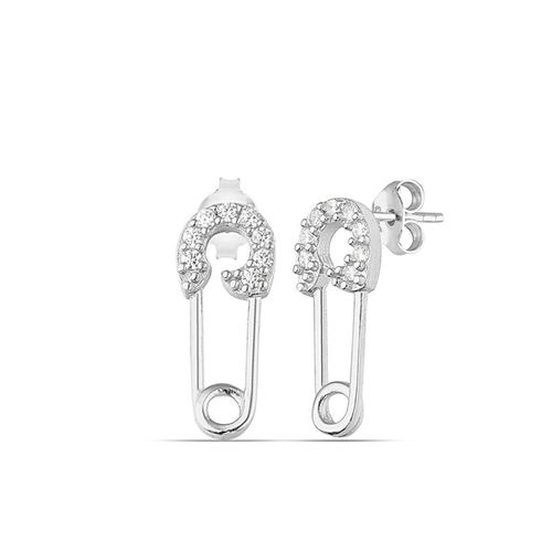 Womens Sterling Silver Jewelled Mini Safety Pin Stud Earring - - One Size - Spero London - Modalova