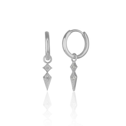 Womens Sterling Silver Pave Spike Rhombus Drop Earring - - One Size - NastyGal UK (+IE) - Modalova