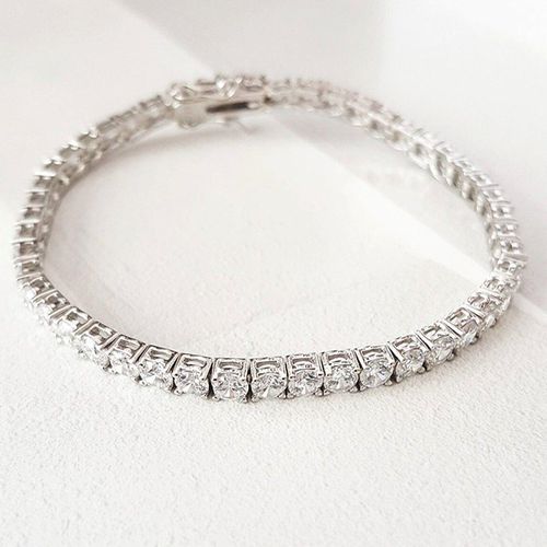 Womens Sterling Silver Tennis Bracelet - 3mm - - One Size - NastyGal UK (+IE) - Modalova