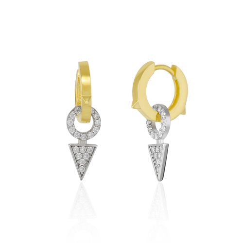 Womens Sterling Silver Triangle Pave Hoop Earring - - One Size - Spero London - Modalova