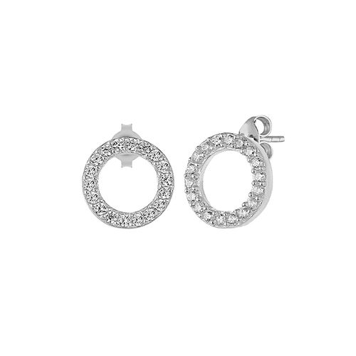 Womens Sterling Silver Zirconia Circle Round Earring - - One Size - Spero London - Modalova
