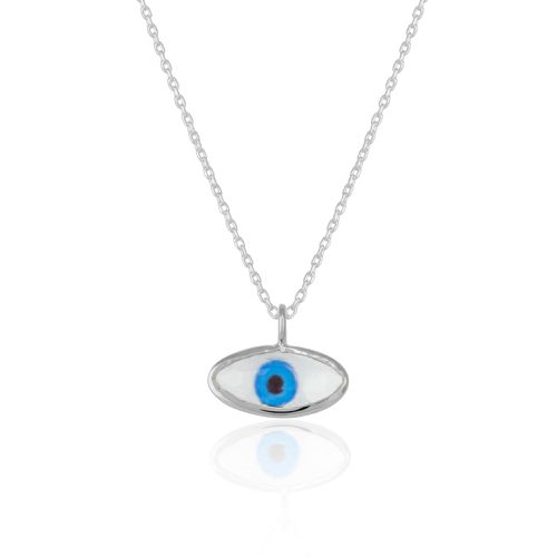 Womens Transparent Glass Evil Eye Sterling Silver Necklace - - One Size - Spero London - Modalova