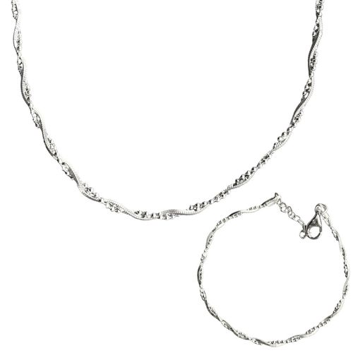 Womens Twisted Beads Sterling Silver Chain Necklace and Bracelet Set - - One Size - Spero London - Modalova