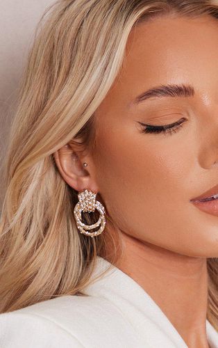 Womens Gold Diamante Knot Door Knocker Earrings - - One Size - NastyGal UK (+IE) - Modalova