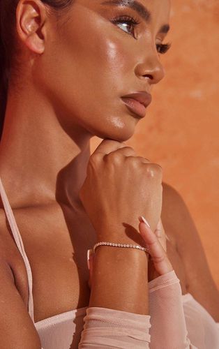 Womens Real Gold Plated Diamante Tennis Bracelet - - One Size - NastyGal UK (+IE) - Modalova