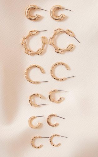 Womens Gold Assorted Chain Detail Hoop Earrings Multipack - - One Size - NastyGal UK (+IE) - Modalova