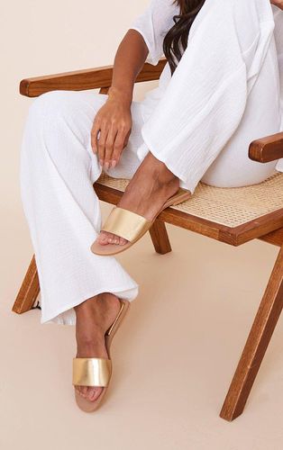 Womens Real Leather Gold Round Toe Basic Strap Mule Sandals - - 8 - NastyGal UK (+IE) - Modalova
