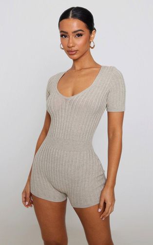 Womens Petite Oatmeal Short Sleeve Knitted Playsuit - - 12 - NastyGal UK (+IE) - Modalova