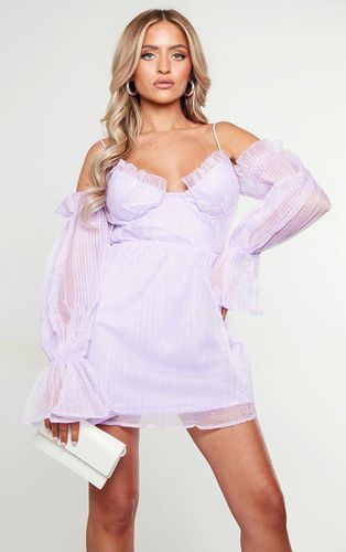 Womens Petite Lilac Off The Shoulder Plisse Mini Dress - - 6 - NastyGal UK (+IE) - Modalova