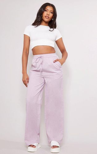 Womens Lilac Linen Look Drawstring Elasticated Wide Leg Trousers - - 8 - NastyGal UK (+IE) - Modalova