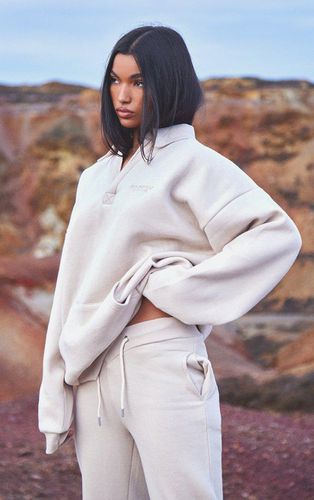 Womens RENEW Oatmeal Embroidered Oversized Fit Collar Sweatshirt - - XS - NastyGal UK (+IE) - Modalova