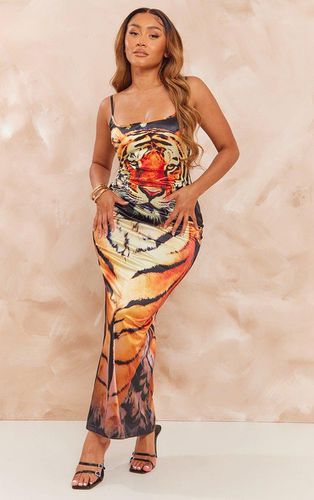 Womens Shape Satin Tiger Print Strappy Maxi Dress - 8 - NastyGal UK (+IE) - Modalova