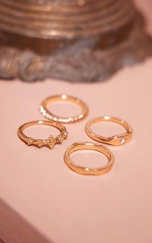 Womens Gold Stacked Diamante Rings - - One Size - NastyGal UK (+IE) - Modalova