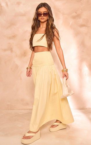 Womens Pale Linen Look Shirred Maxi Skirt - 16 - NastyGal UK (+IE) - Modalova