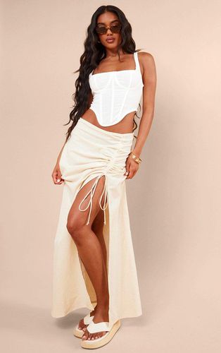 Womens Oatmeal Linen Look Ruched Maxi Skirt - - 12 - NastyGal UK (+IE) - Modalova