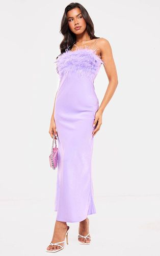 Womens Lilac Satin Feather Bust Detail Maxi Dress - - 6 - NastyGal UK (+IE) - Modalova