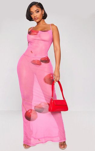 Womens Shape Bright Cherry Printed Mesh Cowl Neck Maxi Dress - 8 - NastyGal UK (+IE) - Modalova