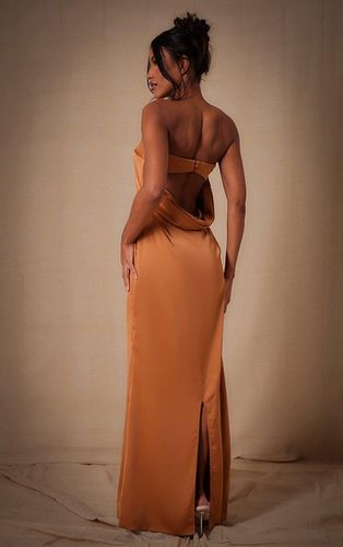 Womens Copper Bridesmaid Satin Bandeau Maxi Dress - - 12 - NastyGal UK (+IE) - Modalova