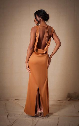 Womens Copper Bridesmaid Satin Cowl Neck Maxi Dress - - 12 - NastyGal UK (+IE) - Modalova