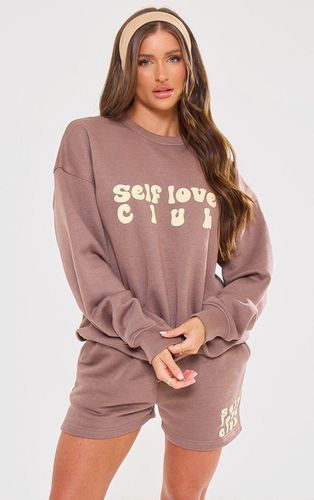 Womens Aubergine Self Love Club Slogan Puff Print Oversized Sweatshirt - - S - NastyGal UK (+IE) - Modalova