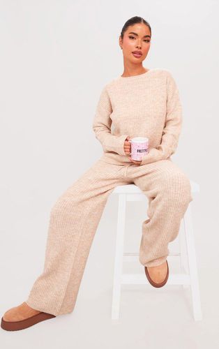 Womens Petite Oatmeal Knit Wide Leg Trousers - - L - NastyGal UK (+IE) - Modalova