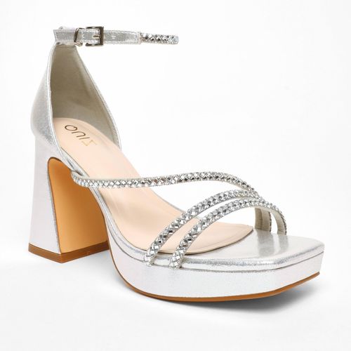 Womens Diamante Strappy Platform Heeled Sandals - - 5 - Quiz - Modalova