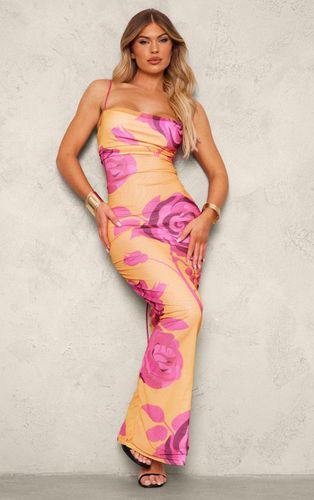 Womens Floral Printed Mesh Cowl Neck Maxi Dress - 10 - NastyGal UK (+IE) - Modalova