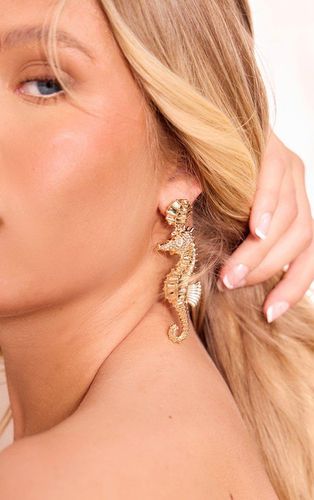 Womens Gold Seahorse Statement Earrings - - One Size - NastyGal UK (+IE) - Modalova