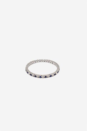 Womens Silver Thin Stacking Ring With Blue And White Stones - - Q - MUCHV - Modalova