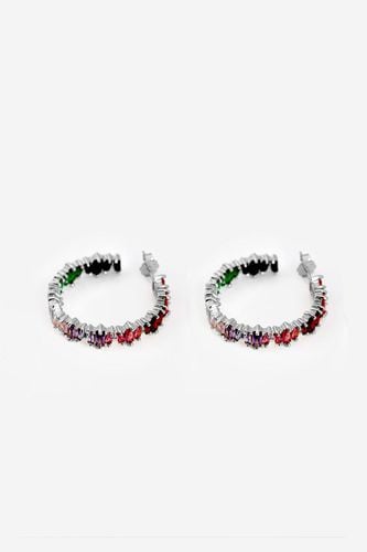 Womens Silver Large Rainbow Hoop Earrings - - One Size - MUCHV - Modalova