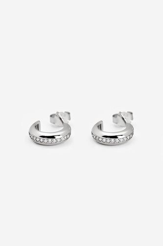 Womens Silver Thick Huggie Hoop Earrings With Stones - - One Size - NastyGal UK (+IE) - Modalova