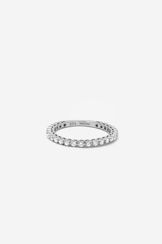Womens Silver Thin Ring With Tiny Round Stones - - M - NastyGal UK (+IE) - Modalova