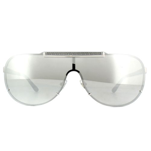 Shield Silver Light Silver Mirror Sunglasses - One Size - Versace - Modalova