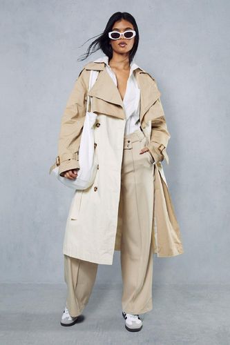 Womens Oversized Contrast Tonal Trench Coat - - 22 - MISSPAP - Modalova