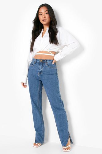 Womens Petite Basic High Waist Split Hem Jeans - - 10 - boohoo - Modalova
