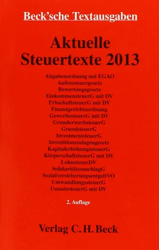 Aktuelle Steuertexte 2013 - - Taschenbuch - Rot - VERLAG C. H. BECK - Modalova