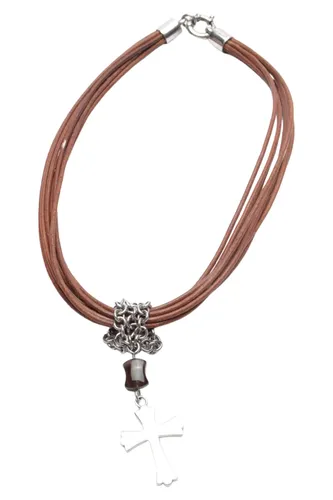 Halskette Leder Silber 925 Kreuzanhänger Damen Elegant - ESPRIT - Modalova