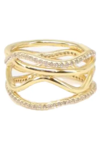 Ring Goldfarben Elegant Steinbesatz 18mm Uni - MARKENLOS - Modalova
