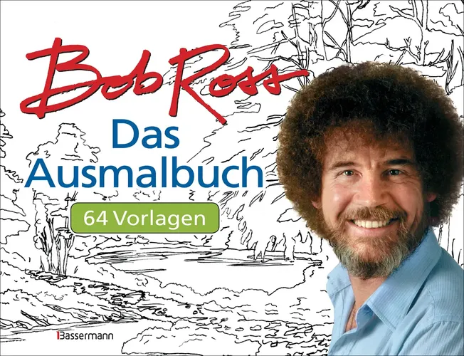 Bob Ross Ausmalbuch, 64 Vorlagen, Verlag, Grün - BASSERMANN - Modalova