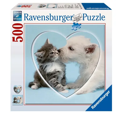Puzzle 15195 Kätzchen Hundewelpe 500 Teile blau - RAVENSBURGER - Modalova