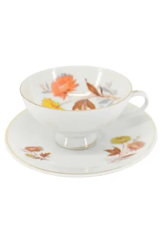 Kaffeetasse mit Untertasse, Weiß, Blumenmuster - BAVARIA PORZELLAN - Modalova