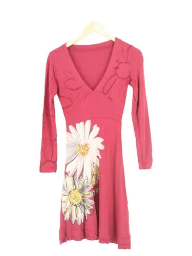 Damen Midi Kleid Pink Floral Langarm Größe S - DESIGUAL - Modalova