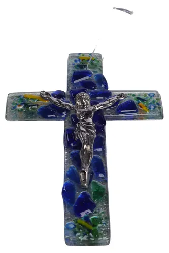 Wandschmuck Jesus am Kreuz Glas Metall 20cm Deko - Stuffle - Modalova