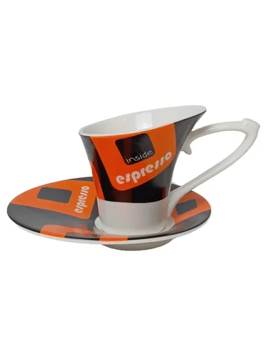 Espressotasse Unterteller Orange Schriftzug - CILIO - Modalova