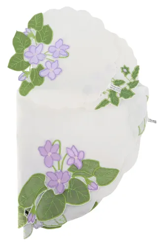 Vintage Tischdecke Blumenmuster Weiß Lila Grün Ø 58 cm Polyester - Stuffle - Modalova