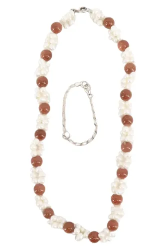 Elegante Damen Halskette Glas Perlen Metall 22 cm - Stuffle - Modalova