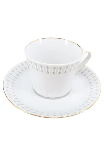 Tasse & Unterteller Randdekor Porzellan Weiß Gold - MITTERTEICH - Modalova