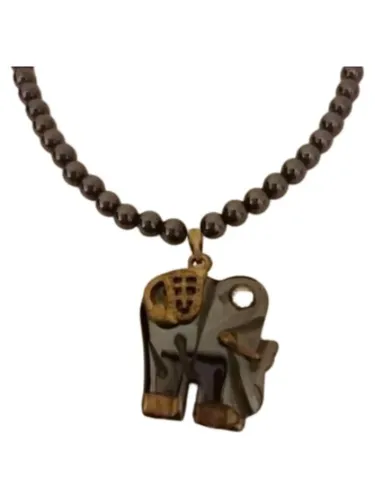 Damen Halskette Hämatit Elefant Anhänger Perlenkette - Stuffle - Modalova