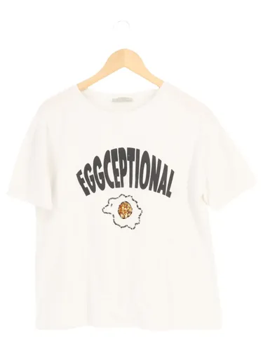 Damen T-Shirt 'EGGceptional' Print Größe L Top Zustand - ZARA - Modalova